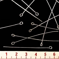 100 forsølvede perlestilke med øje. 5 cm.